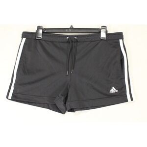 Adidas Shorts 3 Stripe Black White Womens XL Athletic Gym Workout